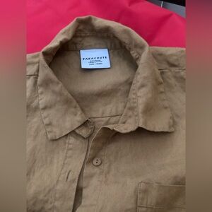 Parachute Linen Button-up Long Sleeve Shirt in Dark Mustard, Large